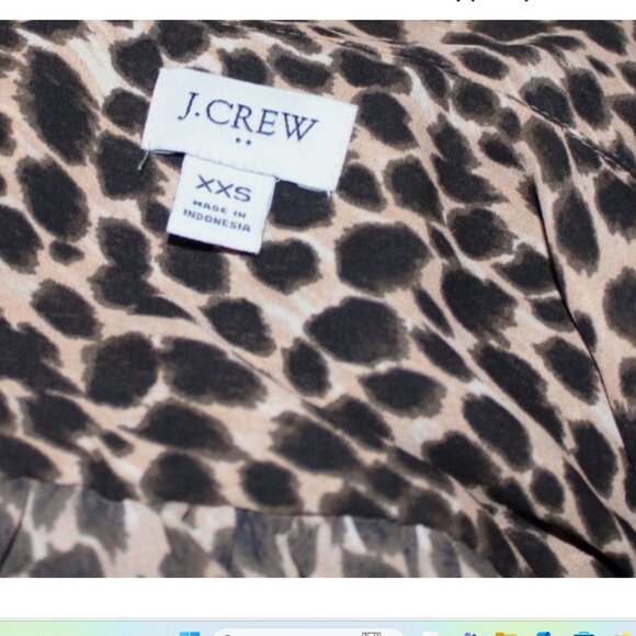 Animal Print Blouse J Crew Top Attached Scarf Tie XXS Oversize Button Up Blouse - Picture 2 of 7